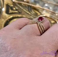 انگشتر ژوپینگ‌اصل نگین قرمز اشکی