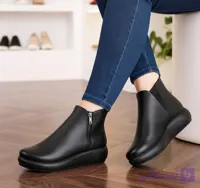 بوت چرم  زنانه مدل هایلی پاشنه طبی پی یو ۳ سانت کد225K