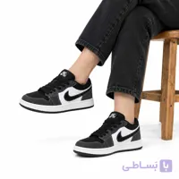 کتونی زنانه جردن 1 مشکی سفید طوسی کد 6078