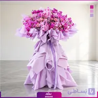 دسته گل قدی پایه‌دار ارکیده بنفش لوکس