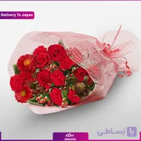 دسته گل رز و ژربرا با تم قرمز (ارسال به ژاپن)