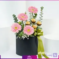 باکس گل ژربرا صورتی و شکلات