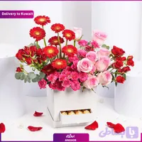 باکس گل تم صورتی (تحویل در کویت) (کد Y5AQY)
