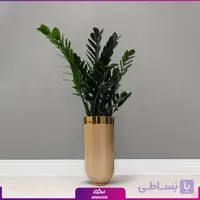 گلدان هدیه VIP فایبر گلاس با زاموفیلیا بلک + زیر گلدانی چرخدار