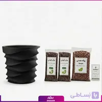 گلدان فایبرگلاس صخره ای مشکی با پک کاشت