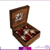 پک هدیه جفت گلدان صراحی و شکلات خوری خاتم کاری