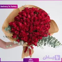 دسته گل رز قرمز 100 شاخه (تحویل در ترکیه) (کد 0JGWV)