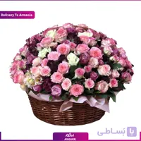 سبد گل رز رنگی (ارسال گل به ارمنستان)