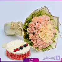 دسته گل رز عشق صورتی به همراه آینه