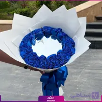 دسته گل سحر جادویی (رز آبی و آینه)
