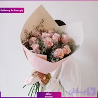 دسته گل رز صورتی (تحویل گل در گرجستان)