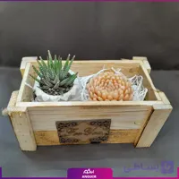 جعبه گل به همراه شمع گلی