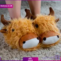Fuzzy Friends Highland Cow Slippers (Delivery to UK)