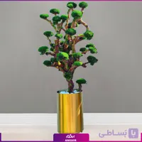 درخت جاودان با گلدان طلایی چرخ دار