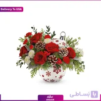 باکس حبابی کریسمس با گل رز (تحویل در آمریکا)
