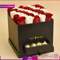 باکس گل رز + شکلات ولنتاین (تحویل در سنگاپور)