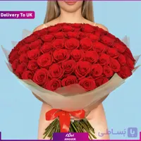 دسته گل رز قرمز 100 شاخه (تحویل در هند)