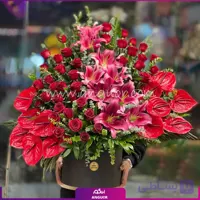 باکس گل عشق سرخ (رز ،آنتوریوم و لیلیوم)