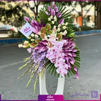 جام گل رویای ارغوانی با گلهای رز،ارکیده،آنتوریوم،گلایول