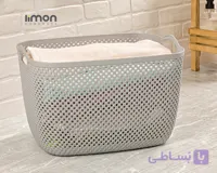 سبد لباس بزرگ مستطیل طرح بافت لیمون