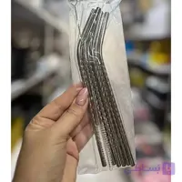 نی شربت پیچی استیل 6 عددی به همراه فرچه شستشوی نی