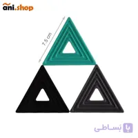زیر لیوانی سگالش مدل هندسی طرح مثلثی مجموعه سه عددی رنگ سبز ابی