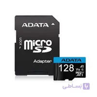 کارت حافظه‌ microSDXC ای دیتا مدل Premier V10 A1 کلاس 10 استاندارد UHS-I U1 سرعت 100MBps همراه با آداپتور SD ظرفیت 128 گیگابایت