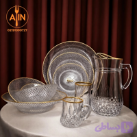 بلور سرویس۴۶پارچه سولو لب طلا نوری تازه