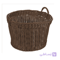 سبد رخت حصیری آریانا مدل گرد نسترن رنگ نسکافه ای
