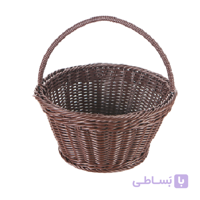 سبد حصیری دسته دار آریانا مدل لادن رنگ نسکافه ای