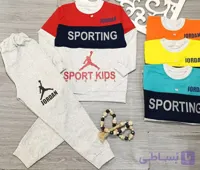 ست بلوز و شلوار پسرانه جنس ملانژ لاکرا دار سایز ۵۰تا۶۵
