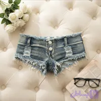 شورتک زنانه جین مدل زاپدار فاق کوتاه کد ۳۳