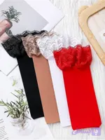جوراب ساق بلند بادکنکی بالا گیپور دار زنانه با نوار ژل نگهدارنده ضد در رفتن و پارگی