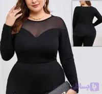 بلوز استین بلند زنانه پلاس سایز از جنس نخ پنبه ویسکوز کد 66889