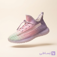 کتانی اسپرت بچگانه مدل جورابی طرح یزی (Yeezy) رنگین کمانی پاستلی کد 2819