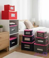 باکس نظم دهنده لباس سه سایز رنگی با روکش پارچه و اسکلت فیبری ضخیم
