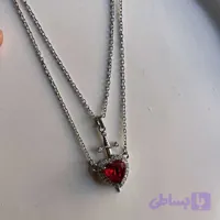 گردنبند ست قلب و شمشیر سواروسکی استیل ۴۵ سانت