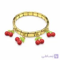 دستبند چارم استیل با طرح گیلاس و توت فرنگی با قابلیت حکاکی