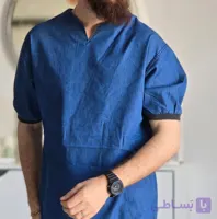 تیشرت لی یقه کوبایی استین کش