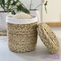 سطل برنج حصیری با کاور پارچه ای