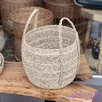 سطل حصیری دسته دار مدل خمره ای