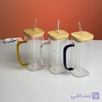 لیوان اسموتی دسته رنگی