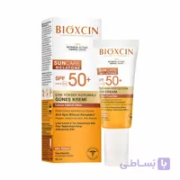 کرم ضد آفتاب بی رنگ ضد لک بیوکسین Bioxcin مناسب پوست های مستعد لک با spf 50 حجم 150میل