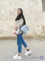 شومیز زنانه دانشجویی مدل جلو بسته جنس وال طرح جین