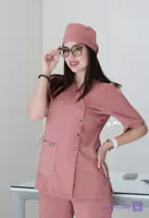 ست اسکراب فلاویا | اسکراب پزشکی کتان لاکرا با شلوار نیم‌ب