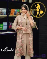 مانتو یقه هفت زنانه مدل آتنا جنس صوفیا ژاکارد باتیک هندی