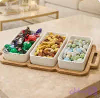 اردو خوری سرامیک ۳ عددی با زیر چوبی