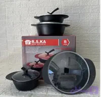 قابلمه‌ چدن گرانیتی رنگ مشکی ۸پارچه
