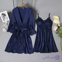 روبدو شامبر با زیرپوش ست لباس خواب ساتن دو تکه طرح تخفیف
