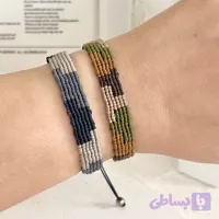دستبند بافت دست‌ساز مدل آجری چندرنگ